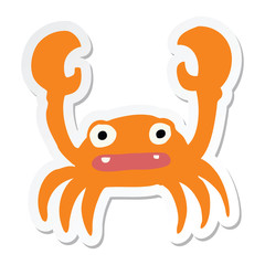 sticker of a cartoon crab