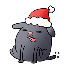 christmas gradient cartoon of kawaii dog
