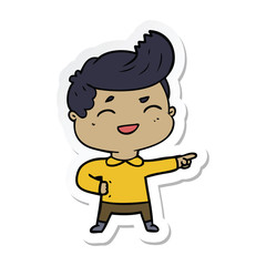 sticker of a cartoon man laughing and pointing