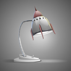 Rocket table lamp. Vector illustration.
