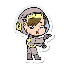 sticker of a cartoon astronaut woman