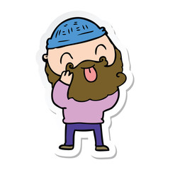 sticker of a man with beard sticking out tongue