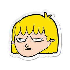 sticker of a cartoon angry woman