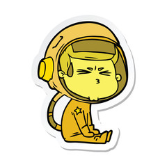 sticker of a cartoon stressed astronaut