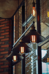 vintage light lamp interior in cafe