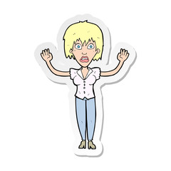 sticker of a cartoon woman stressing out