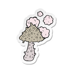 sticker of a cartoon weird mushroom