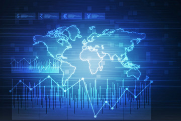 2d rendering Stock market online business concept. business Graph 
