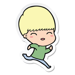 sticker of a happy cartoon boy
