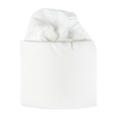 toilet paper on white background