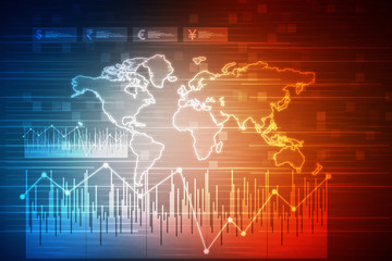 2d rendering Stock market online business concept. business Graph 