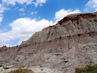 Fototapeta premium Cropped view of spired rock formations at the Badlands National Park in South Dakota.