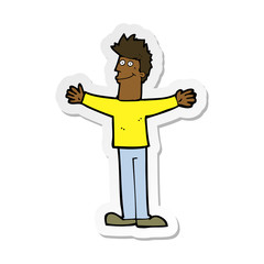 sticker of a cartoon happy man