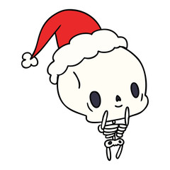 christmas cartoon of kawaii skeleton