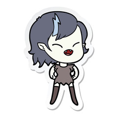 sticker of a cartoon laughing vampire girl