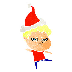 retro cartoon of a angry man wearing santa hat