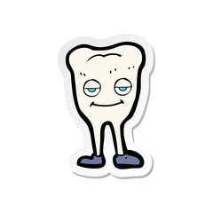 sticker of a cartoon happy tooth