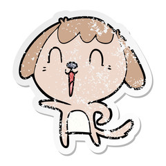 distressed sticker of a cute cartoon dog