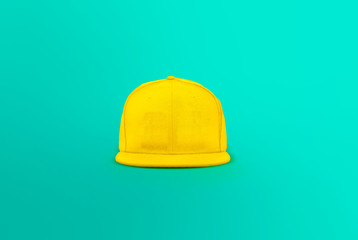 Blank cap front view. Snapback on background. Blank baseball snap back cap for your design. Mock up hat cap for you logo, brand identity etc.