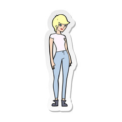 sticker of a cartoon modern attractive woman