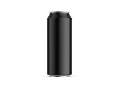 Aluminum can mockup on yellow background. 500 ml aluminum soda can mock up.