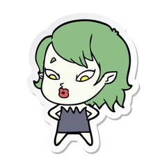 sticker of a cute cartoon vampire girl