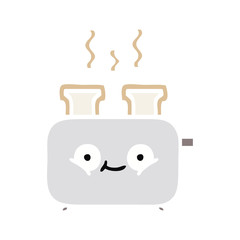 flat color retro cartoon of a toaster