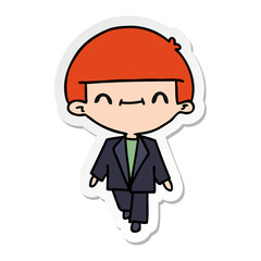 sticker cartoon of cute kawaii boy in suit