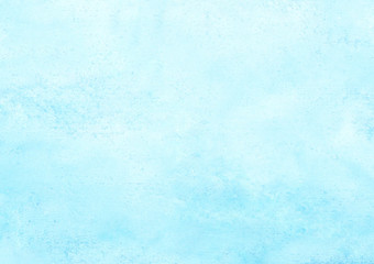 Paper textured creative aquarelle paint light sky blue color hand drawn frame illustration. Grungy ink canvas for vintage text design, card, template. Wet effect turquoise shades watercolor background
