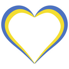 Heart shape flag of Ukraine, vector I love Ukraine, outline calligraphy heart color  flag