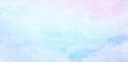 Grungy ink colors wet effect canvas aquarelle background. Fantasy smooth pastel light pink, purple and blue shades watercolor paper textured illustration for creative design, vintage card, templates