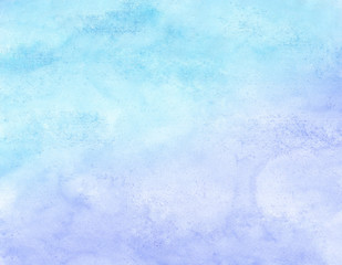 Paper textured creative aquarelle paint light sky blue color hand drawn frame illustration. Grungy ink canvas for vintage text design, card, template. Wet effect turquoise shades watercolor background