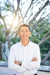 Asian businessman outdoors