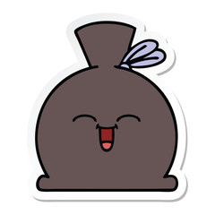 sticker of a cute cartoon sack