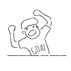 Simple lines drawing with men expressed joy.