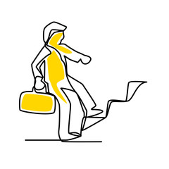 Businessman walking up the stairs.