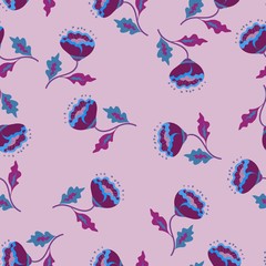 Seamless pattern with  flowers and leaves for fabric, textile, wrapping paper, card, invitation, wallpaper, web design, background. Elements isolated on background.