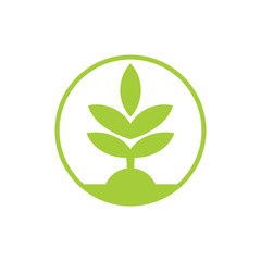 simple geometric green plant circle logo vector