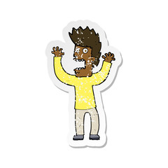 retro distressed sticker of a cartoon terrified man
