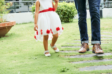 Family walking outdoors