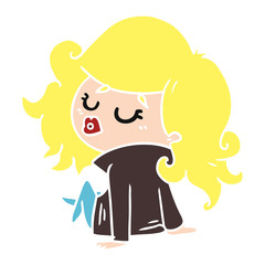 cartoon of cute kawaii girl