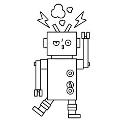 line drawing cartoon robot