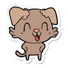 sticker of a laughing cartoon dog
