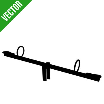 Seesaw silhouette on white background