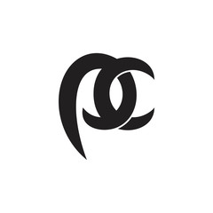 letters pc simple linked curves logo vector