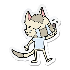 sticker of a cartoon crying wolf