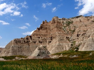 Rugged rocks and breathtaking landscape at the Badlands National Park in South Dakota, USA.
