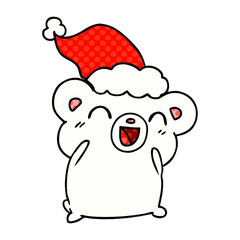 christmas cartoon of kawaii polar bear