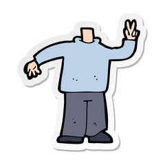 sticker of a cartoon body giving peace sign