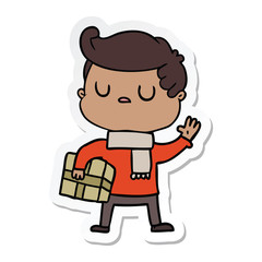 sticker of a cartoon aloof man